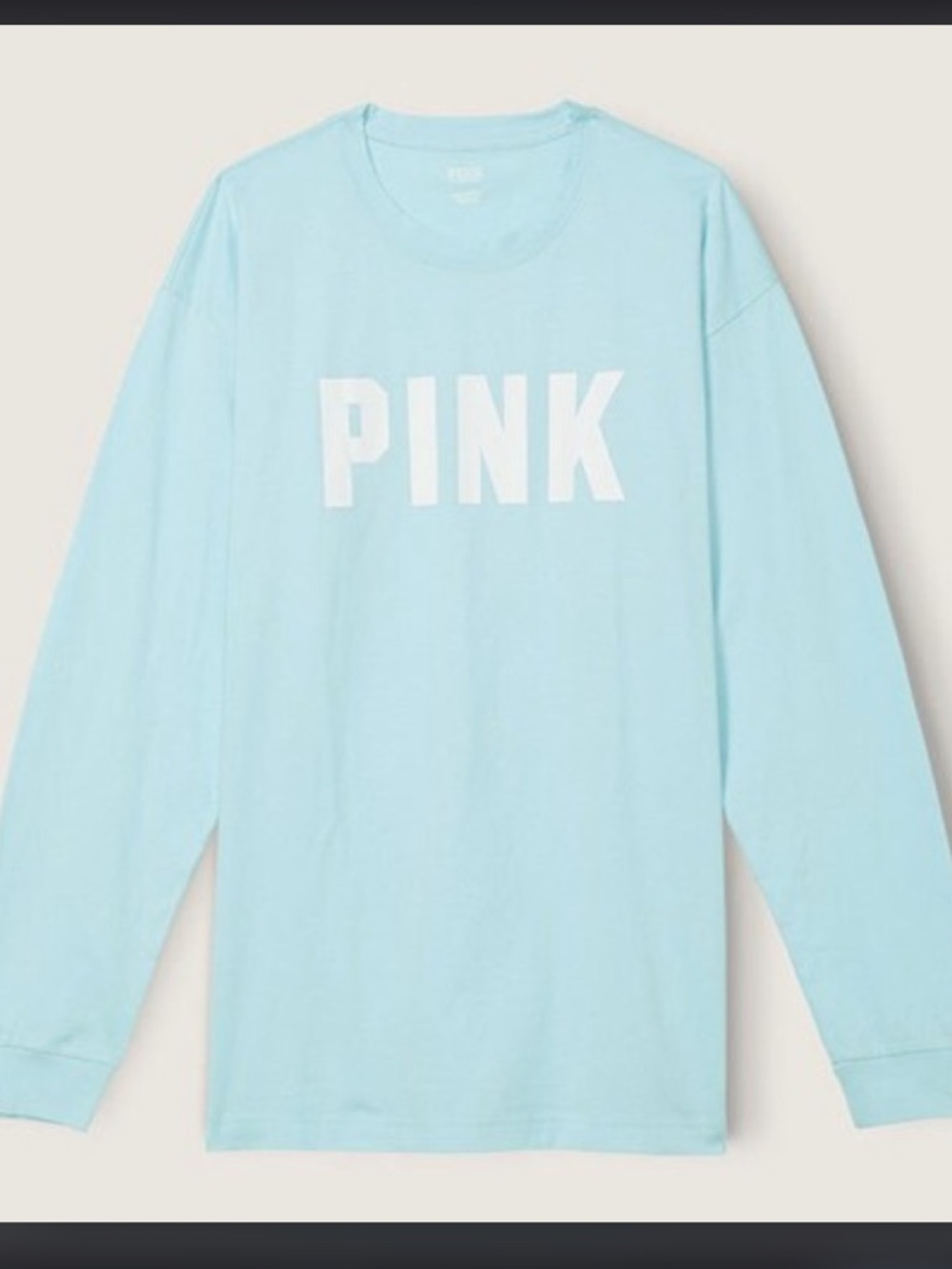 PINK Victoria's Secret Light Blue Long Sleeve Logo Tee